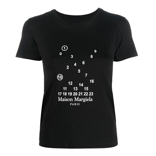 22FW 메종 마르지엘라 여성 로고 프린트 티셔츠 블랙 S51GC0517 S22816 900